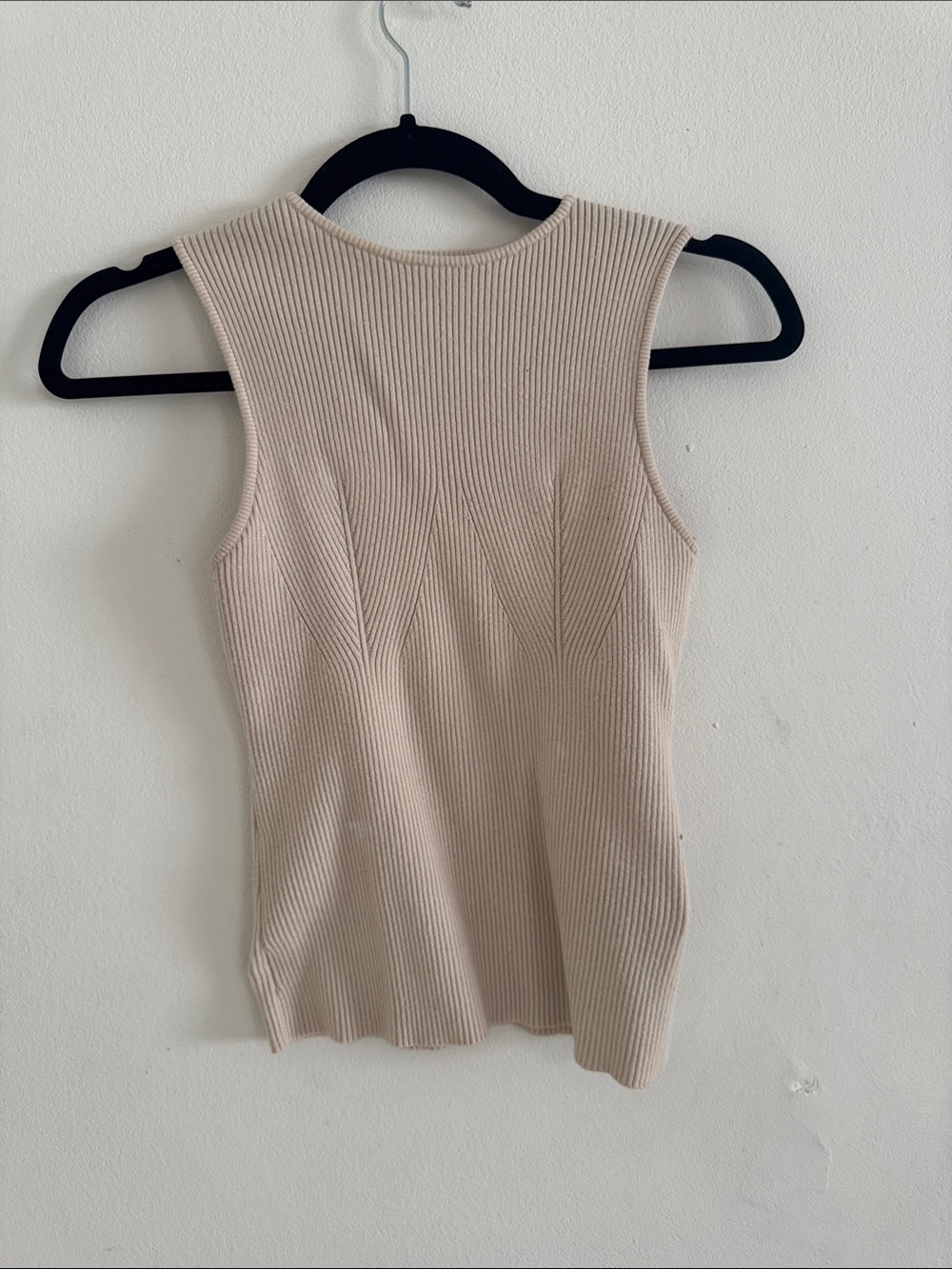 Commense Sleeveless Ribbed Tank Top - Cream